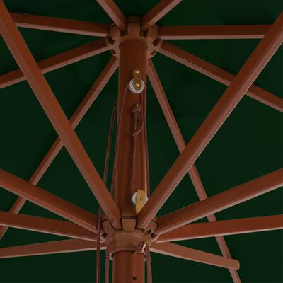 vidaXL 屋外用パラソル 木製ポール付き 350 cm グリーン