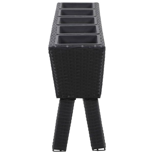 vidaXL ガーデントールプランター ポット5点 118x25x50 cm ポリラタン製 ブラック