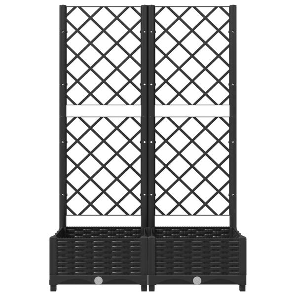 vidaXL ガーデンプランター トレリス付き ブラック 80x40x121.5 cm PP