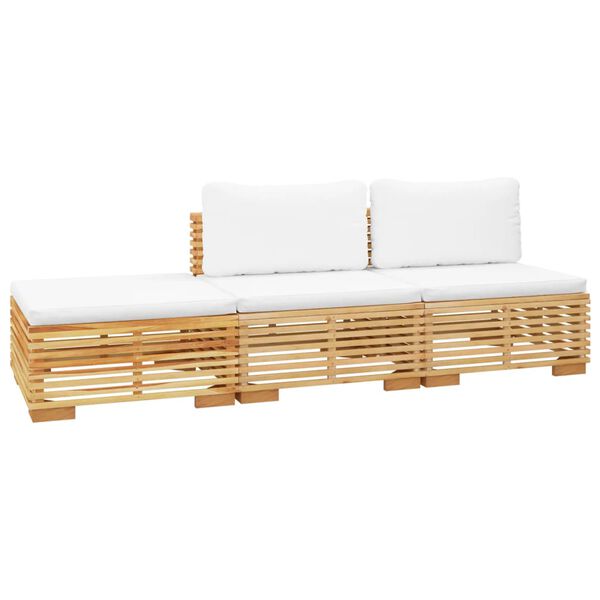 vidaXL ガーデンラウンジ 3点セット クッション付 チーク無垢材