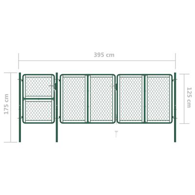 vidaXL ガーデンゲート 125x395cm スチール製 グリーン