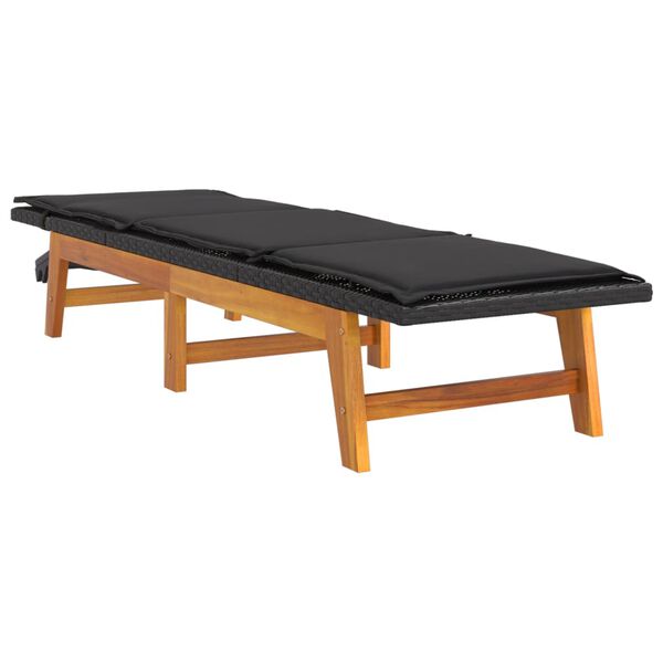 vidaXL サンラウンジャー クッション付き ポリラタン＆アカシア無垢材