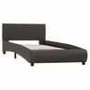 vidaXL ベッドフレーム LEDライト付き グレー 合成皮革製 90x200cm