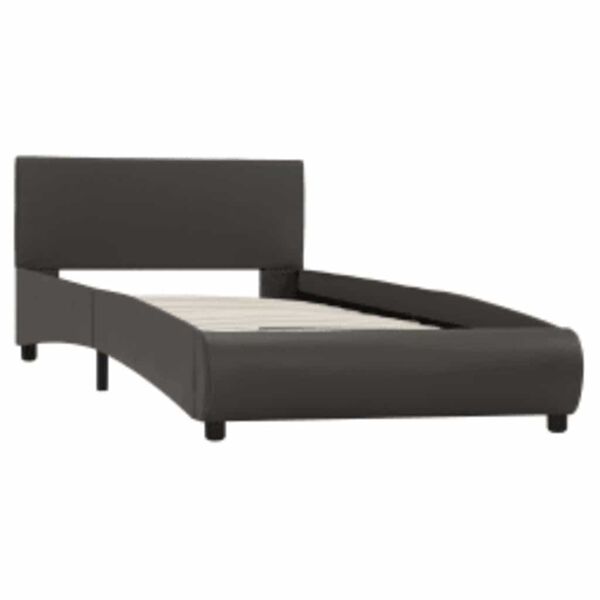 vidaXL ベッドフレーム LEDライト付き グレー 合成皮革製 90x200cm