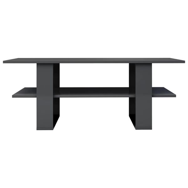 vidaXL コーヒーテーブル ハイグロスグレー 110x55x42cm エンジニアリングウッド