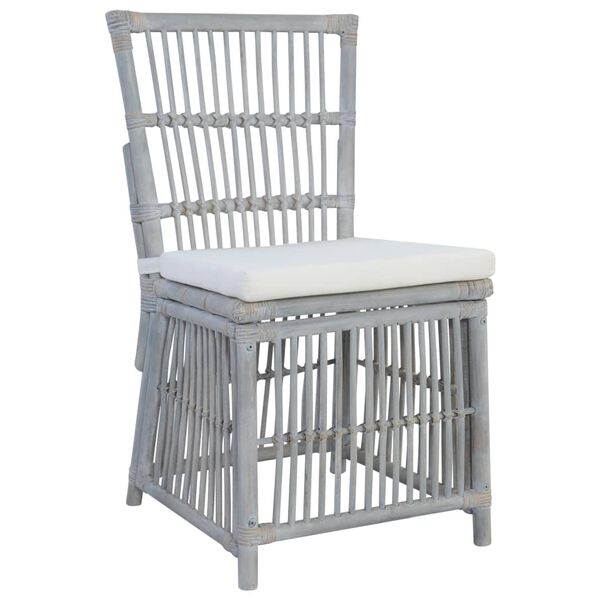 vidaXL ダイニングチェア クッション付き 2点 ブラウン 天然籐製