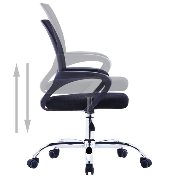 vidaXL オフィスチェア メッシュバックレスト付き ブラック 布製