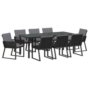 vidaXL ガーデンダイニングセット 9 pcs ブラック 粉体塗装スチール