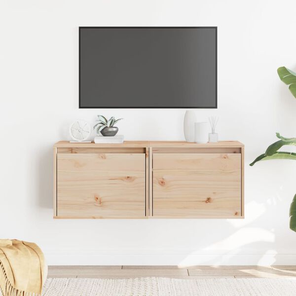 vidaXL ウォールキャビネット 2点 45x30x35 cm パイン無垢材