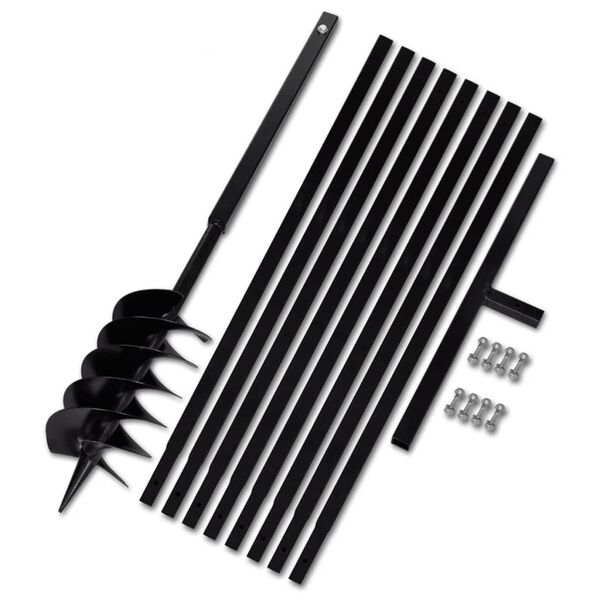 vidaXL グラウンドドリル ハンドル付き 150mm 延長チューブ 9m スチール