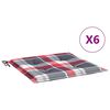 vidaXL ガーデンチェアクッション 6点 赤チェック柄 50x50x3cm オックスフォードファブリック