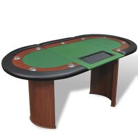 vidaXL 10人用ポーカーテーブル ディーラーエリア＆チップトレイ付き グリーン
