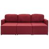 vidaXL 3人掛け モジュラー式 ソファベッド ワインレッド 布製