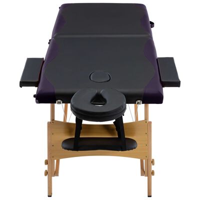 vidaXL 折りたたみ式マッサージテーブル 二つ折り 木製 ブラック
