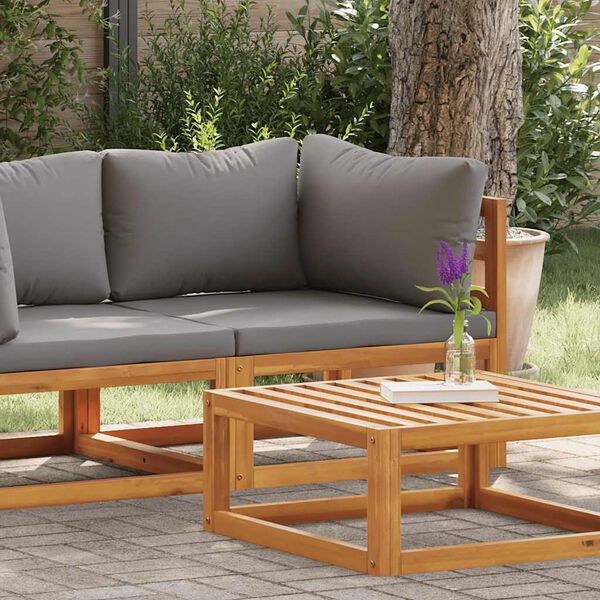 vidaXL コーナーソファセクション ダークグレー クッション付 アカシア無垢材