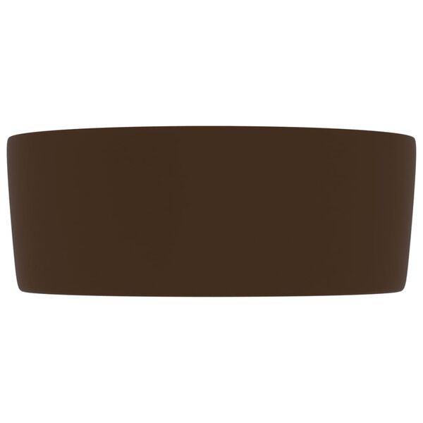 vidaXL ラグジュアリー 洗面器 丸型 マットダークブラウン 40x15cm セラミック製