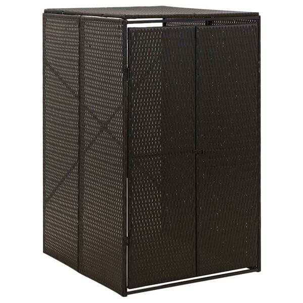 vidaXL シングルホイールビン収納庫 ブラック 70x80x117cm ポリラタン製