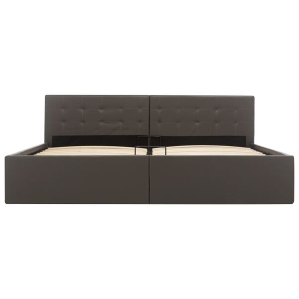 vidaXL 油圧式収納ベッドフレーム グレー 合成皮革製 180x200cm