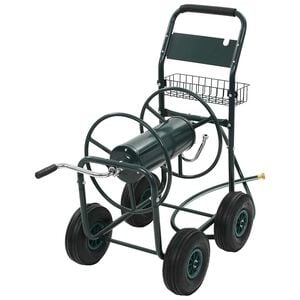 vidaXL 1/2"ホースコネクタ付き 75メートル庭のホース手押し車 スチール