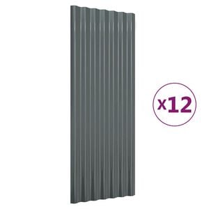 vidaXL ルーフパネル 12点 亜鉛メッキスチール アントラシート 100x36 cm