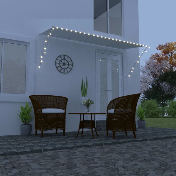 vidaXL 引き込み式オーニング LEDライト付き 350x150cm クリーム