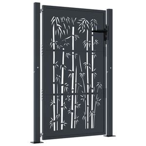 vidaXL ガーデンゲート アンスラサイト 100x125 cm スチール 竹デザイン