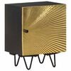 vidaXL ベッドサイドキャビネット 真ちゅう製の前面付き 40x30x50cm マンゴー無垢材
