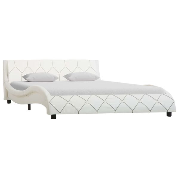 vidaXL ベッドフレーム ホワイト 合成皮革製 140x200cm