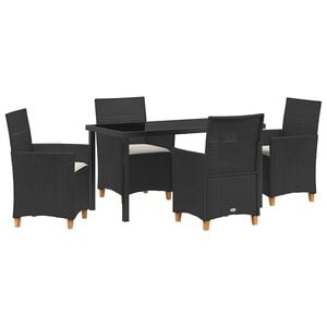 vidaXL ガーデンダイニングセット 5 個 ブラック ポリラタン