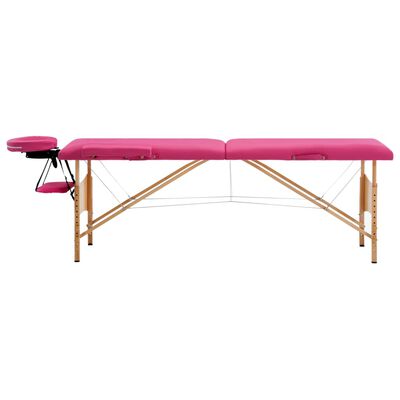 vidaXL 折りたたみ式マッサージテーブル 二つ折り 木製 ピンク