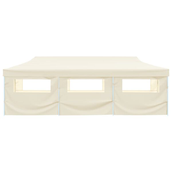 vidaXL 折りたたみ式ポップアップパーティーテント 側壁8点付 870x291x315 cmクリーム