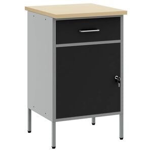 vidaXL 作業台 引き出し付き ストレージ付き ロック付き 黒とグレー 50 x 55 x 85 cm エンジニアードウッドとスチール