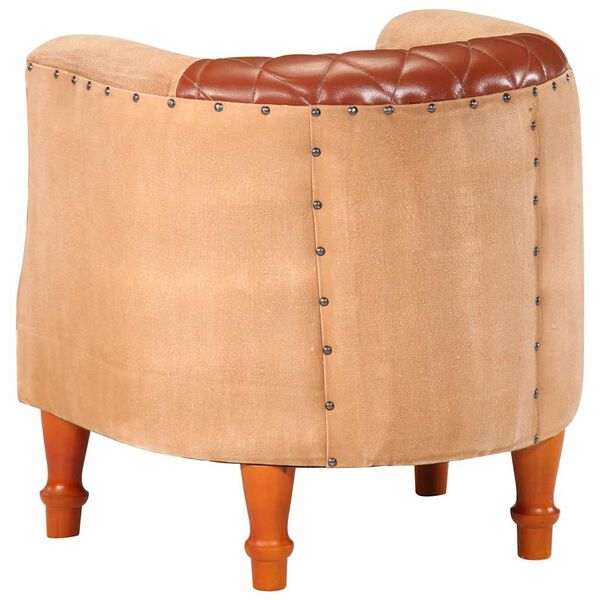 vidaXL タブチェア ブラウン 本革＆マンゴー無垢材