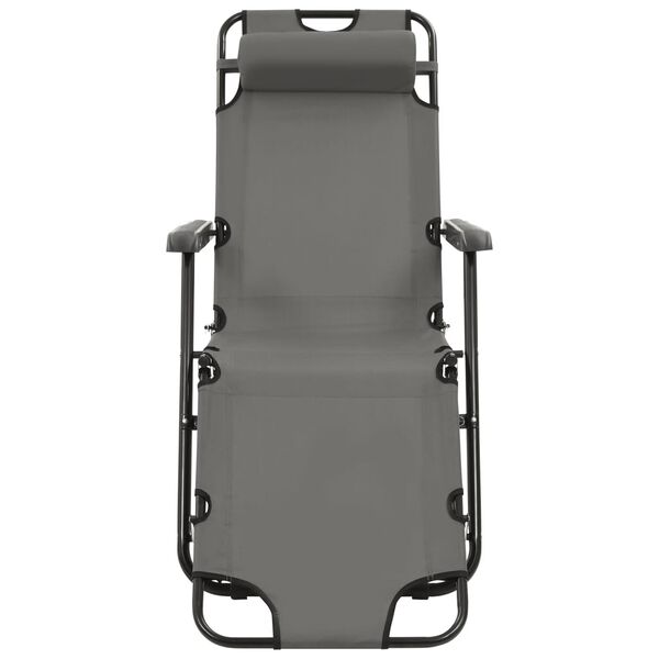 vidaXL 折りたたみサンラウンジャー 2点 スチール グレー