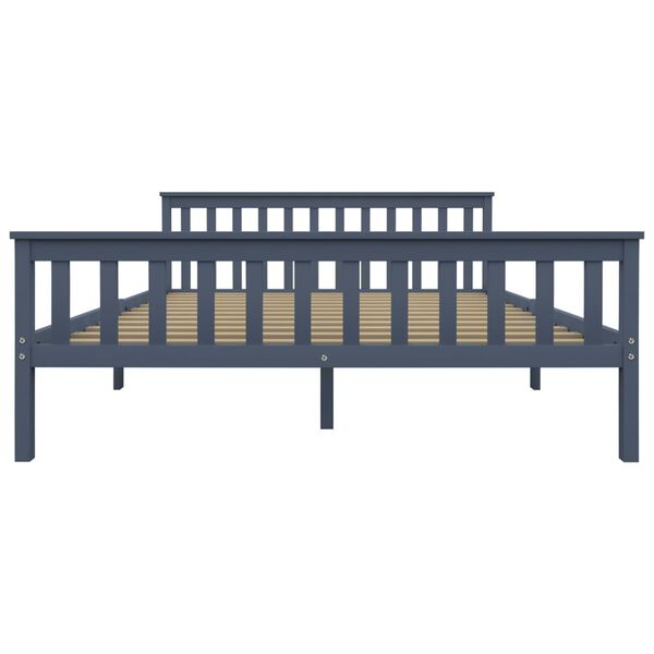 vidaXL ベッドフレーム グレー 無垢のパインウッド 160x200cm