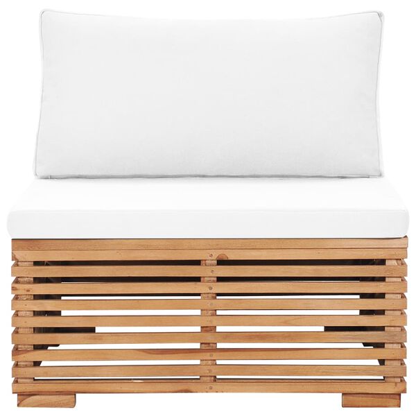 vidaXL ガーデンミドルソファ クリームクッション付き チーク無垢材