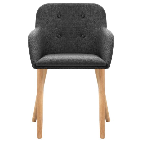 vidaXL ダイニングチェア 2点 ダークグレー 布＆オーク無垢材