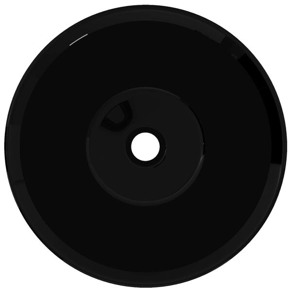 vidaXL バスルーム用 洗面ボウル 陶器製 丸型 ブラック