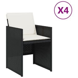 vidaXL ガーデンチェア クッション付き 4点 ブラック ポリラタン製