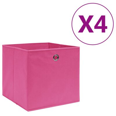vidaXL 収納ボックス 4点 不織布 28x28x28cm ピンク