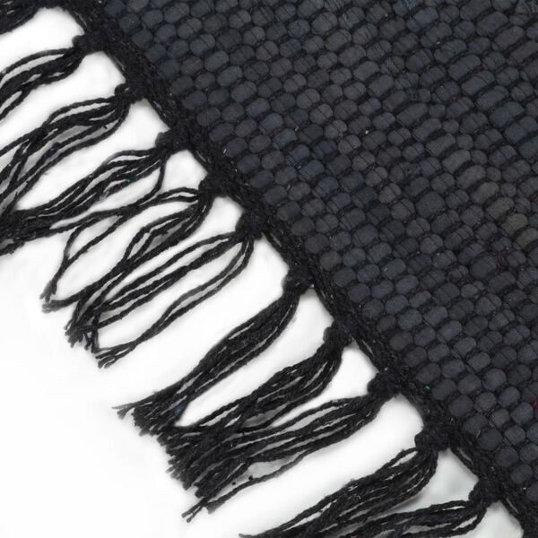 vidaXL 手織りチンディラグ コットン製 120x170cm アントラシート