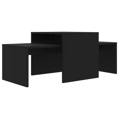 vidaXL コーヒーテーブルセット ブラック 100x48x40cm パーティクルボード