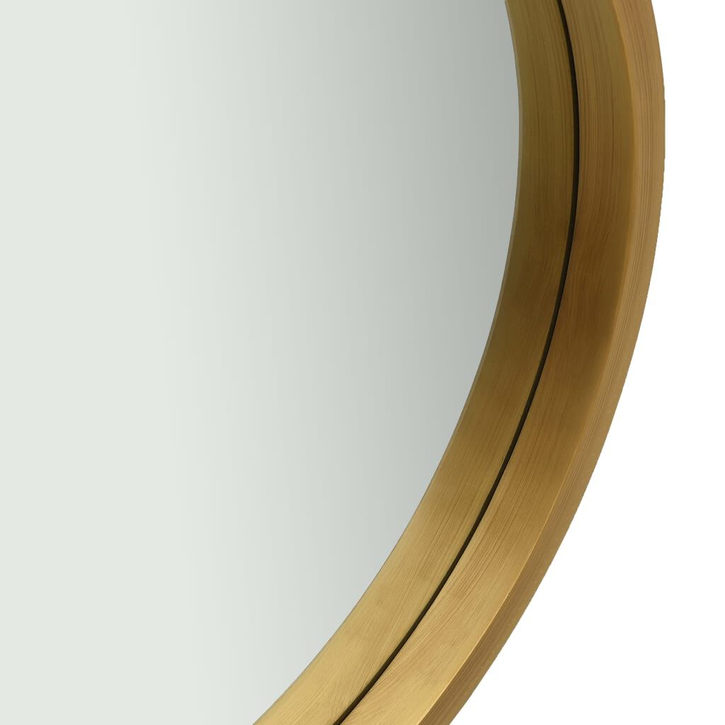 vidaXL ウォールミラー ストラップ付き 50cm ゴールド 壁掛け鏡、ウォールミラー