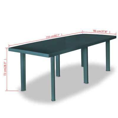 vidaXL ガーデンテーブル グリーン 210x96x72cm プラスチック製
