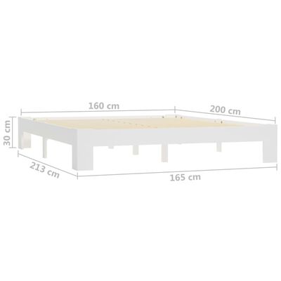 vidaXL ベッドフレーム ホワイト パイン無垢材 160x200cm