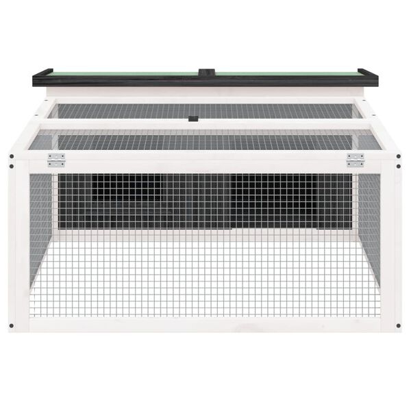 vidaXL ウサギ小屋 グレー 117.5x97x47.5cm 無垢材パイン