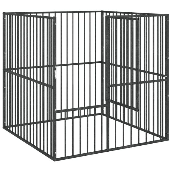 vidaXL 犬用プレイペン 4パネル ブラック亜鉛メッキスチール