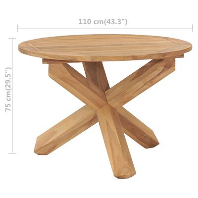 vidaXL ガーデンダイニングテーブル 直径110x75cm チーク無垢材