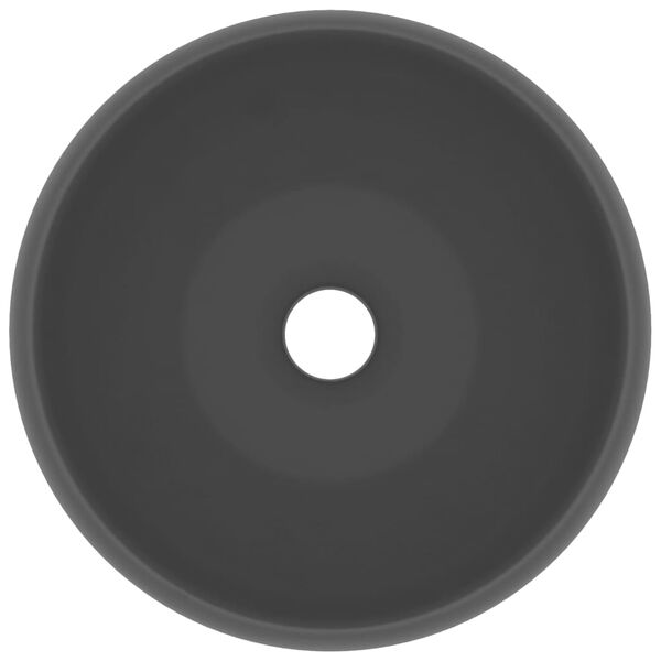 vidaXL ラグジュアリー 洗面器 丸型 マットダークグレー 40x15cm セラミック製