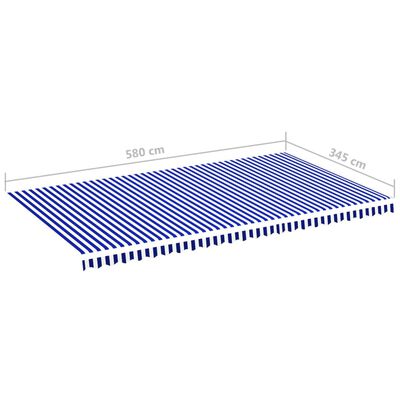 vidaXL オーニング用 交換用生地 ブルー＆ホワイト 6x3.5m